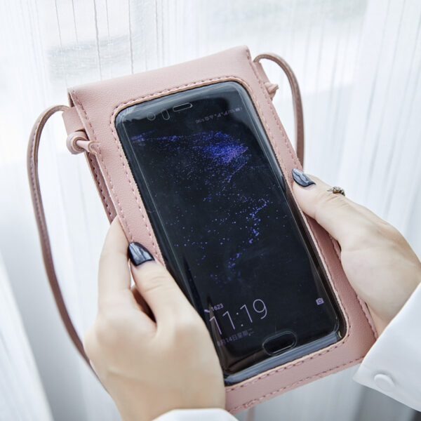Cross Body Mobile Phone Bag Touching Screen Clear Window Mini Purse Cell Phone Bag Pouch DIN889 - Image 5