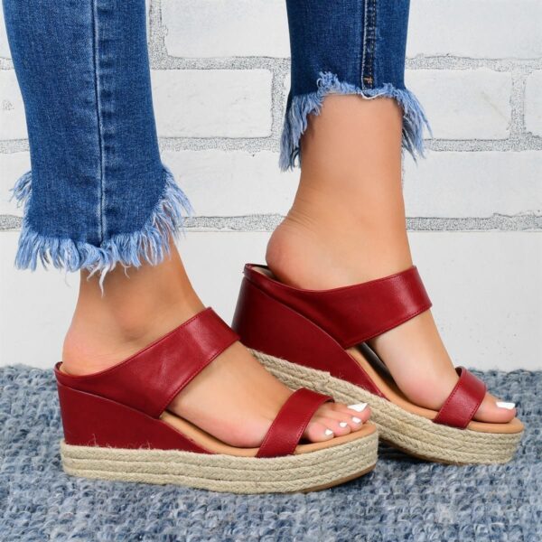 Wedge Heel Slippers Casual Sandals Hemp High Wedge Heel Shoes - Image 6