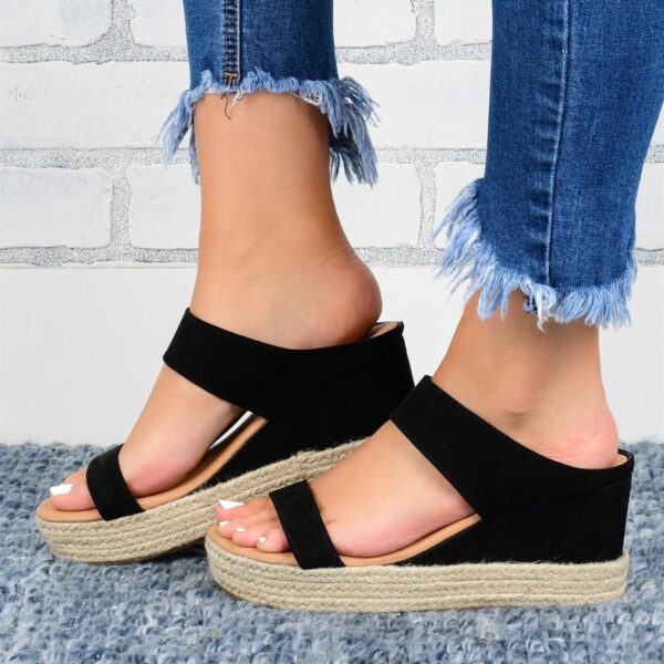 Wedge Heel Slippers Casual Sandals Hemp High Wedge Heel Shoes - Image 3