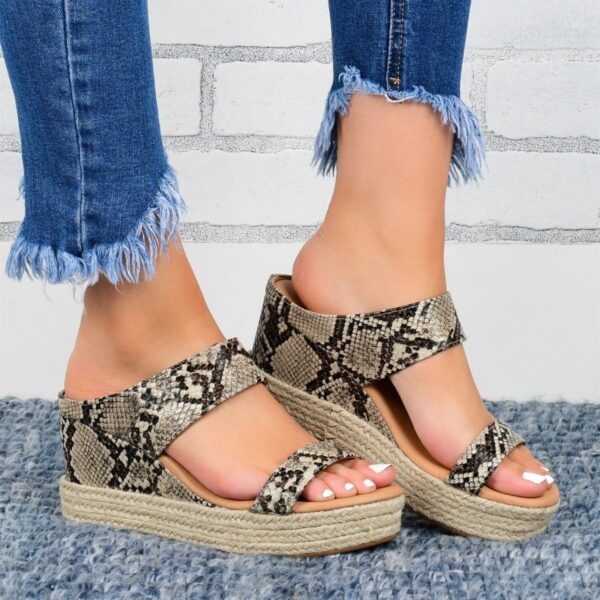 Wedge Heel Slippers Casual Sandals Hemp High Wedge Heel Shoes - Image 4