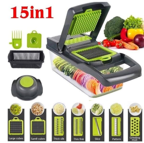 15 In 1 Vegetable Chopper, Salad Fruit Vegetable Food Chopper Slicer Peeler - Image 2