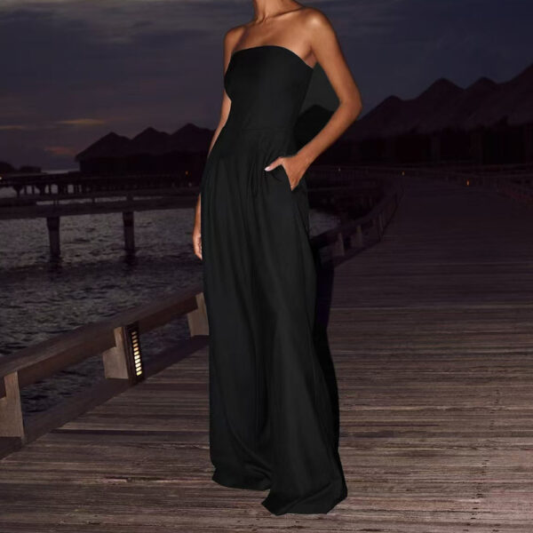Loose Tube-top Jumpsuit Ins Fashion Backless Wide Leg Long Pants Overalls Women's Clothing - Image 8