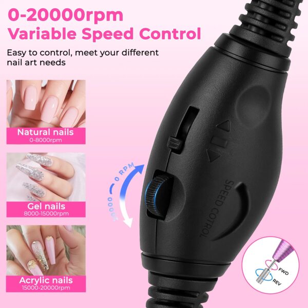 Portable Electric Nail Drill, Professional Nail File Kit For Acrylic, Gel Nails, Manicure Pedicure With Nail Drill Bits Sanding Bands Rose Gold - Image 2