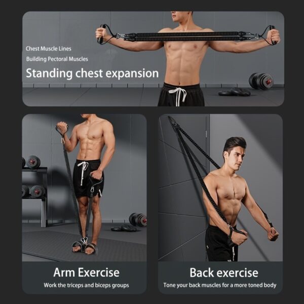 A Set Of Adjustable Resistance Tension Bands With Foot Pedals And Handles, High Resistance Level, Anti Fall, Suitable For Fitness Training, Body Stretching, And Abdominal Muscle Exercises - Image 4
