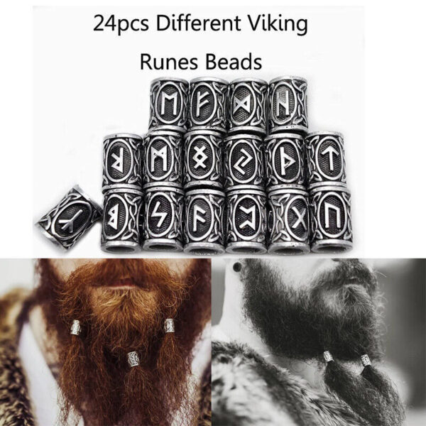 Set Of Viking Rune Beard Beads - Image 2