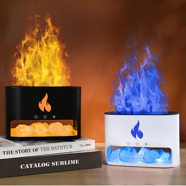 New Flame Humidifier Aromatherapy Machine Crystal Salt Stone Colorful Atmosphere Lamp Flame 3d Simulation Flame Humidifier Household Essential - Image 8