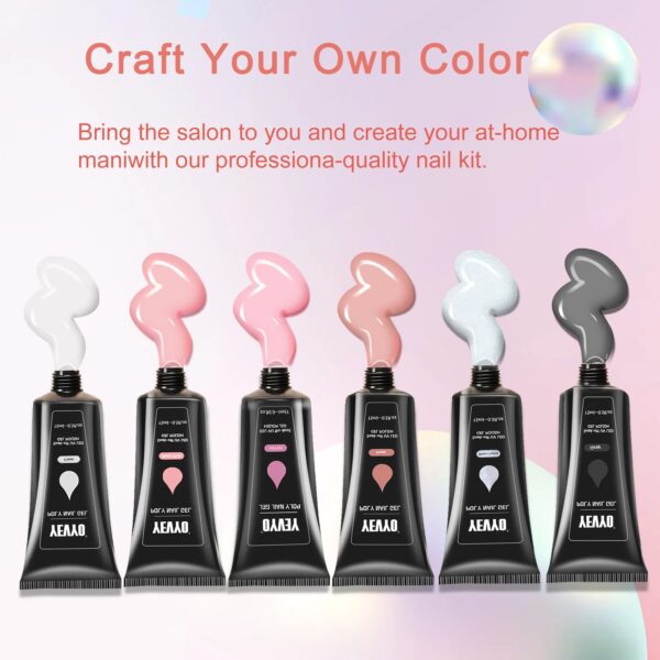 6 PCS Poly Gel Nail Kit With UV Lamp, Nail Brush And Nail Forms Top Base Coat Builder Nails Art Tools - Image 5