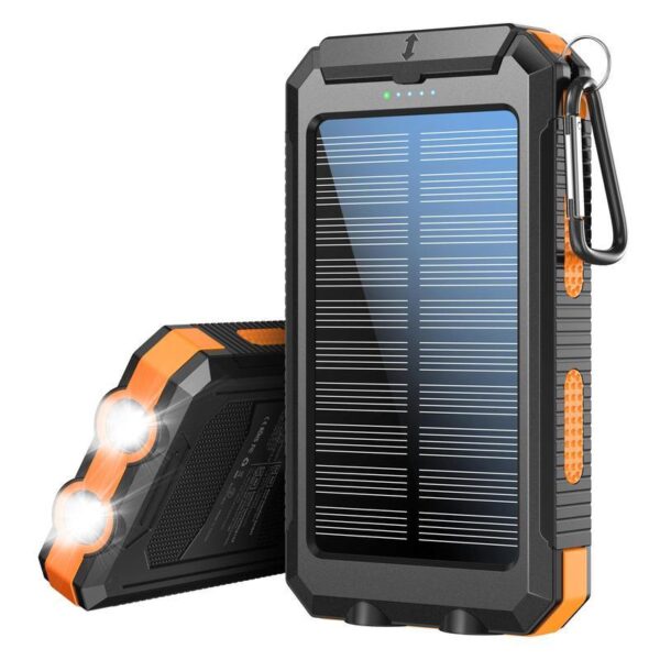 Solar Charger, 8000mAh Portable Solar Power For All Mobile Phones, Waterproof Battery Pack, Outdoor External Backup Power Charger Dual USB 5V Output -LED Flashlight, Perfect For Camping Trips - Image 2