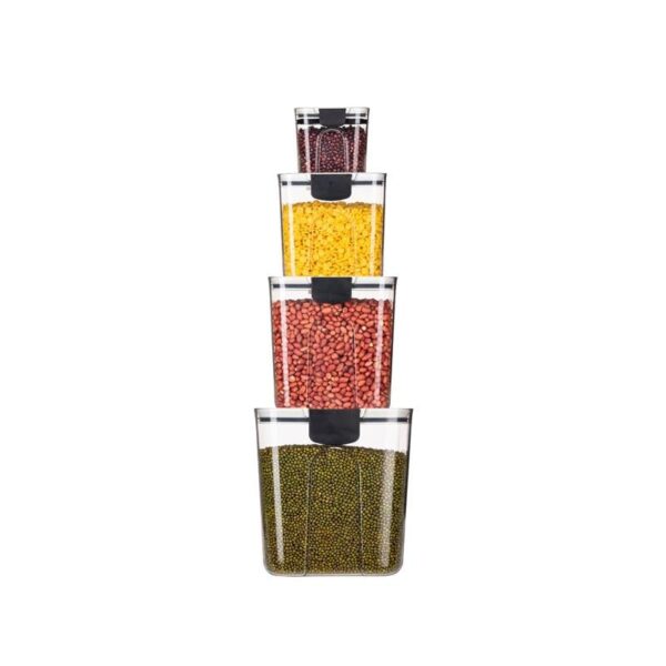 Kitchen Clear Plastic, 4-Piece Set, Airtight Food, Flour And Sugar Storage Container Set Utensils Kitchen Containers Kitchen Clear - Image 3