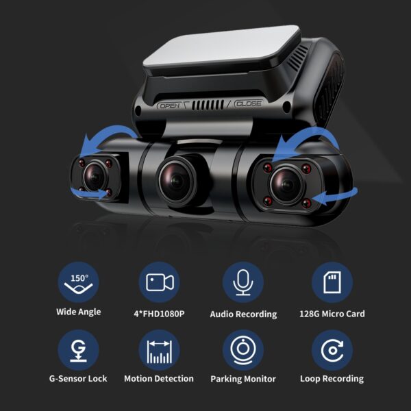 Hainatech 360 Degree View 4 Channel Dash Cam Front And Rear Inside Left Right, Dash Camera For Cars, Built-in GPS WiFi Night Vision, 24  7 Recording Parking Mode Monitor, Free 128G Card - Image 3
