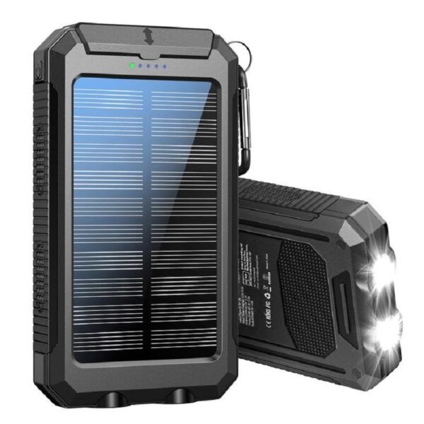 Solar Charger, 8000mAh Portable Solar Power For All Mobile Phones, Waterproof Battery Pack, Outdoor External Backup Power Charger Dual USB 5V Output -LED Flashlight, Perfect For Camping Trips - Image 5