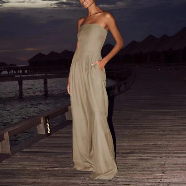 Loose Tube-top Jumpsuit Ins Fashion Backless Wide Leg Long Pants Overalls Women's Clothing - Image 4