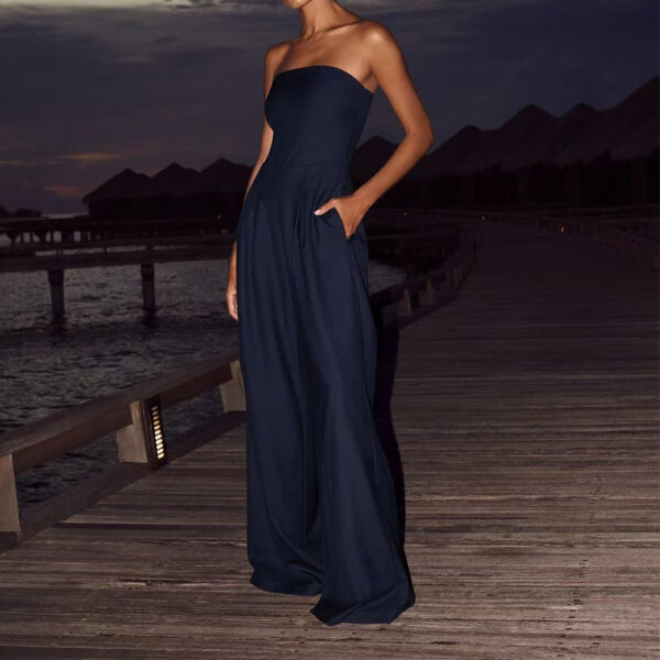Loose Tube-top Jumpsuit Ins Fashion Backless Wide Leg Long Pants Overalls Women's Clothing - Image 6