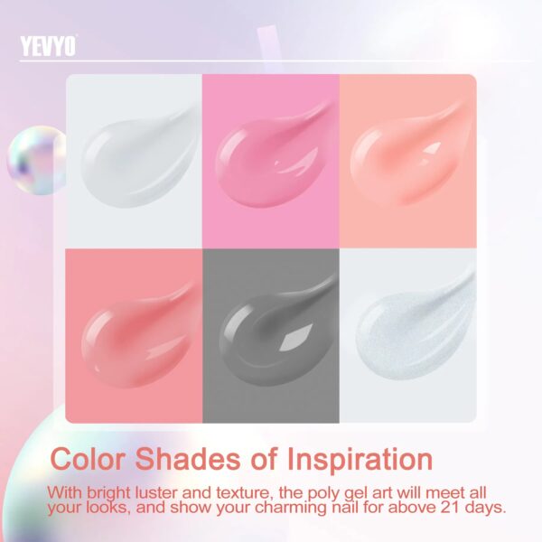 6 PCS Poly Gel Nail Kit With UV Lamp, Nail Brush And Nail Forms Top Base Coat Builder Nails Art Tools - Image 2