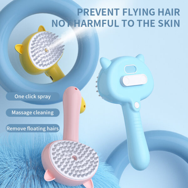 Hair Cleaning Brush With Mist Multifunctional Cat Grooming Brush Rechargeable Self Cleaning Slicker Brush For Pets Dogs & Catsb Pet Products - Image 7